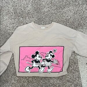 Disney Long Sleeve Shirt with Mickey & Minnie - Beige and Pink